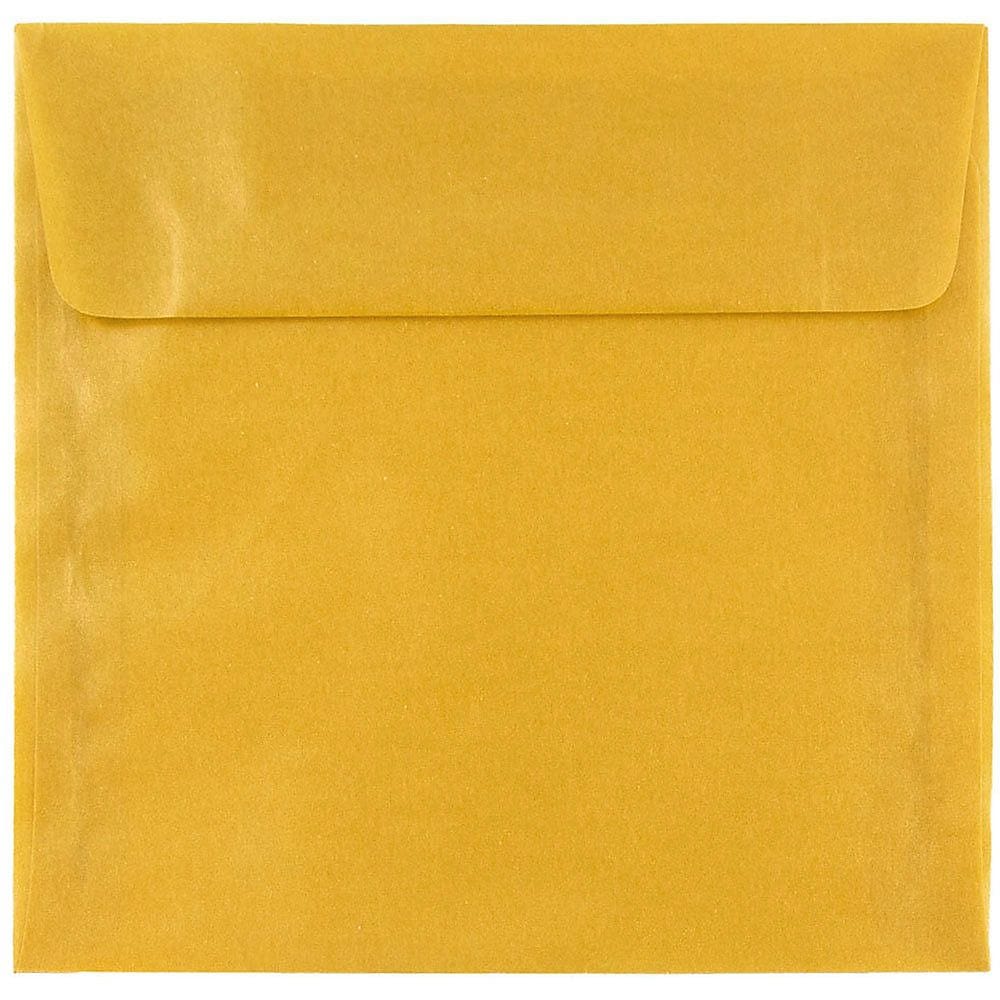 JAM Paper 6 x 6 Square Translucent Vellum Invitation Envelopes, Gold, 25/Pack (PACV577)