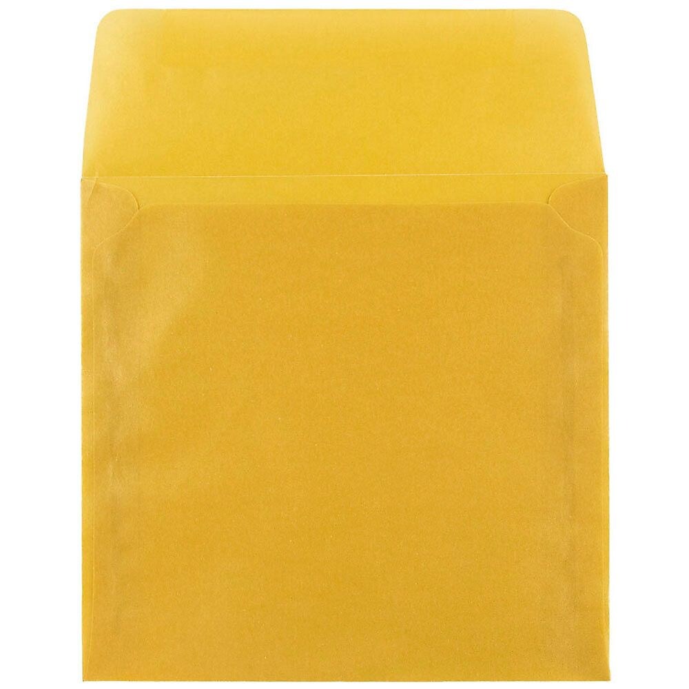 JAM Paper 6 x 6 Square Translucent Vellum Invitation Envelopes, Gold, 25/Pack (PACV577)