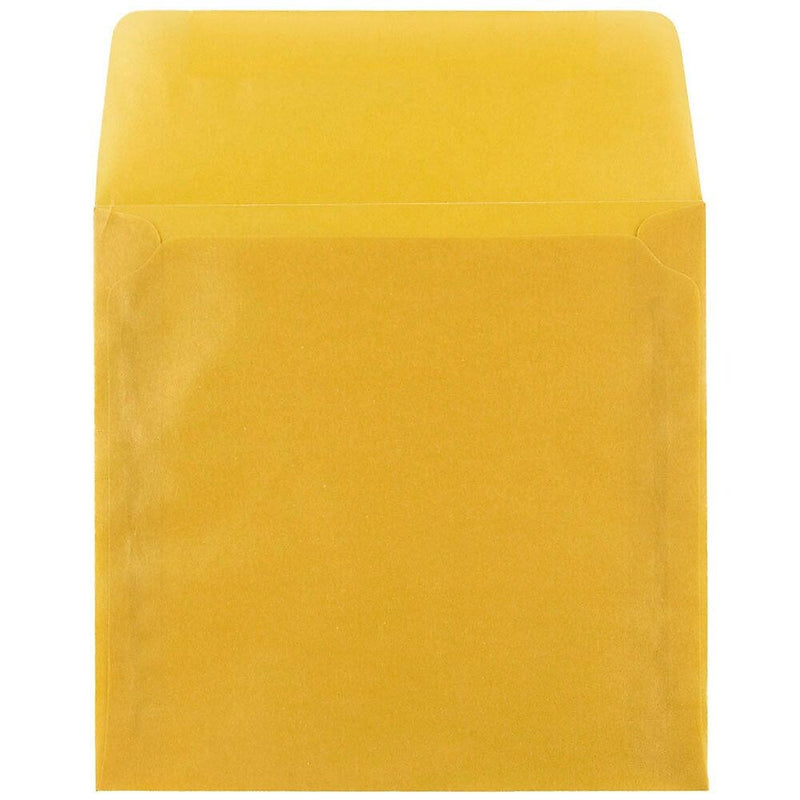 JAM Paper 6 x 6 Square Translucent Vellum Invitation Envelopes, Gold, 25/Pack (PACV577)