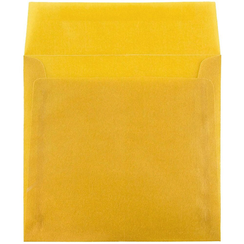 JAM Paper 8.5 x 8.5 Square Translucent Vellum Invitation Envelopes, Gold, 25/Pack (PACV597)