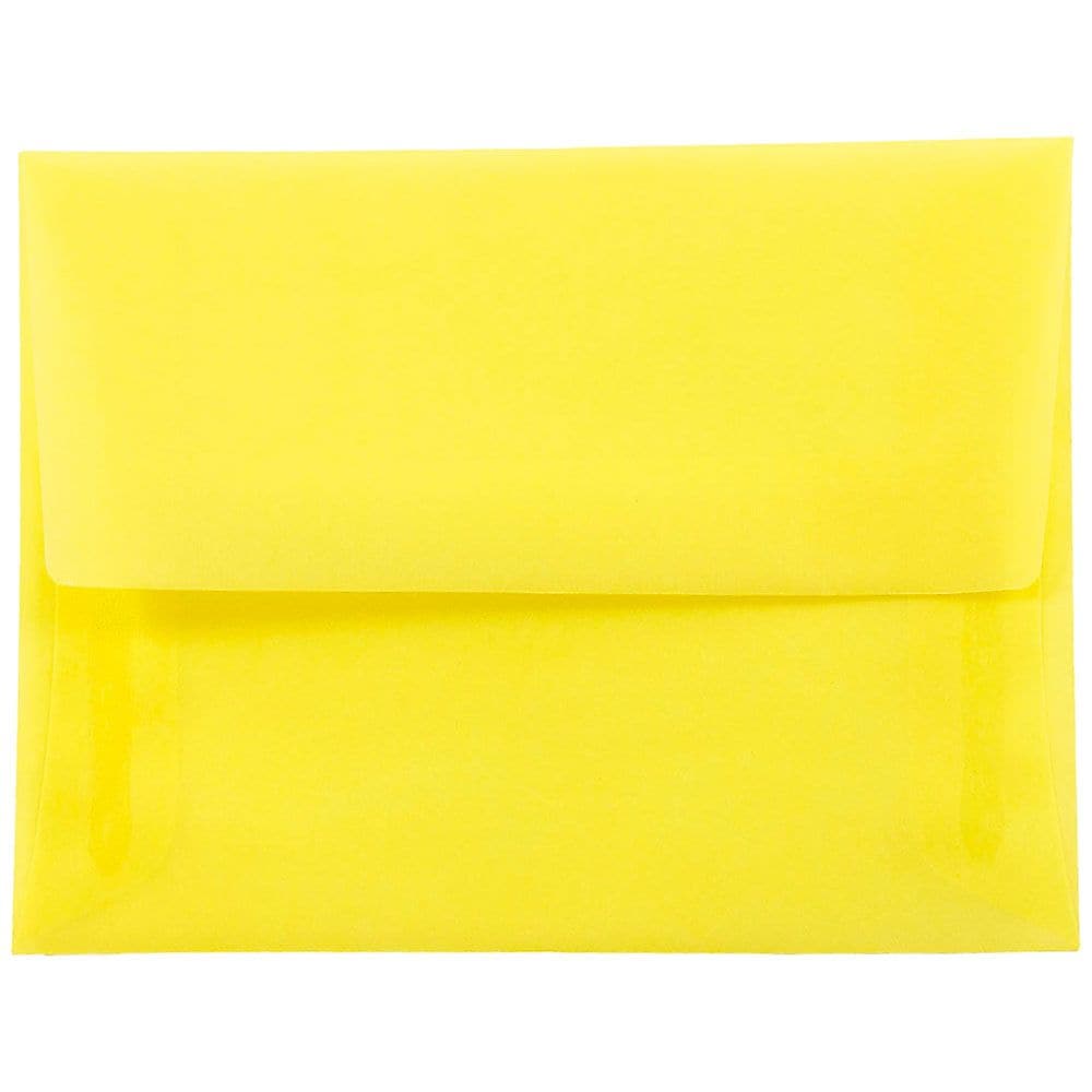JAM Paper A2 Translucent Vellum Invitation Envelopes, 4.375 x 5.75, Primary Yellow, 25/Pack (PACV606)
