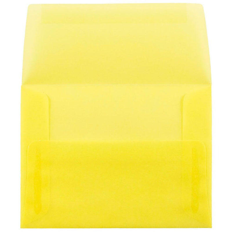 JAM Paper A2 Translucent Vellum Invitation Envelopes, 4.375 x 5.75, Primary Yellow, 25/Pack (PACV606)