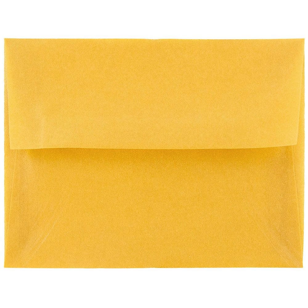 JAM Paper A2 Translucent Vellum Invitation Envelopes, 4.375 x 5.75, Gold, 25/Pack (PACV617)