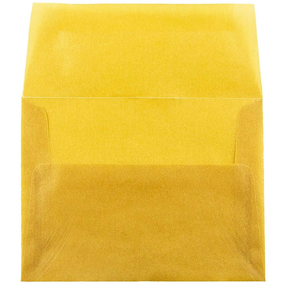 JAM Paper A2 Translucent Vellum Invitation Envelopes, 4.375 x 5.75, Gold, 25/Pack (PACV617)