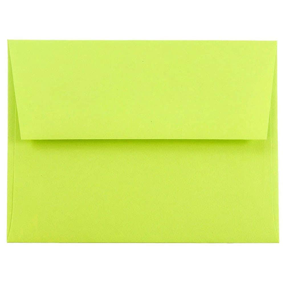 JAM Paper A2 Colored Invitation Envelopes, 4 3/8" x 5 3/4", Ultra Lime Green, Bulk 1000/Carton (WDBH610B)