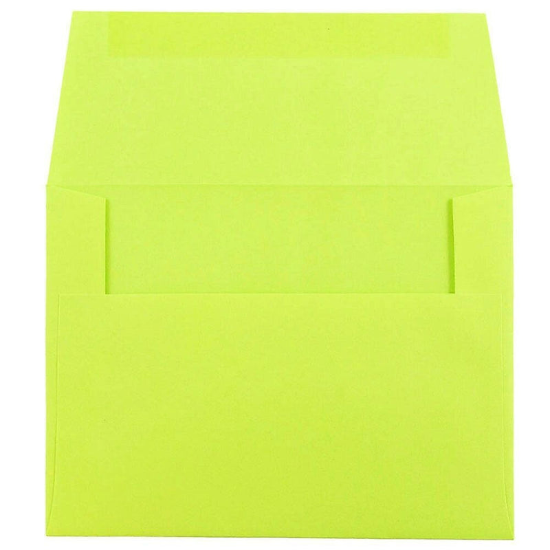 JAM Paper A2 Colored Invitation Envelopes, 4 3/8" x 5 3/4", Ultra Lime Green, Bulk 1000/Carton (WDBH610B)