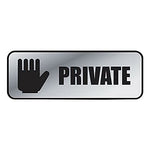 Cosco PRIVATE Office Sign, 9" x 3", Silver (098210)
