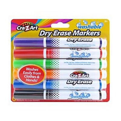 Cra-Z-Art Kids Washable Broadline Dry Erase Marker, Assorted, 6 Count (10048-24)