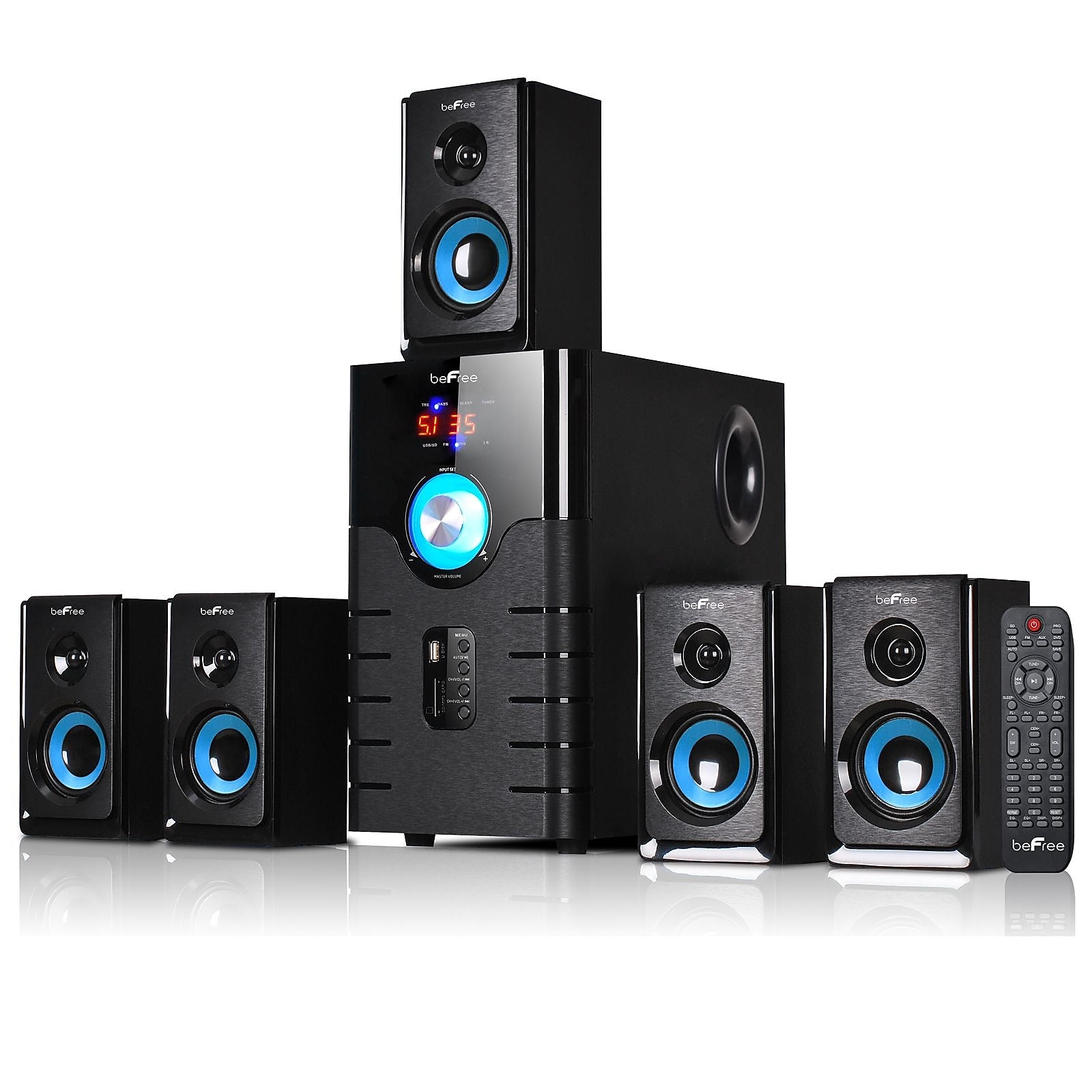 beFree Sound 5-Speaker 50-Watt 5.1 Home Theater Speaker System (93592796M)