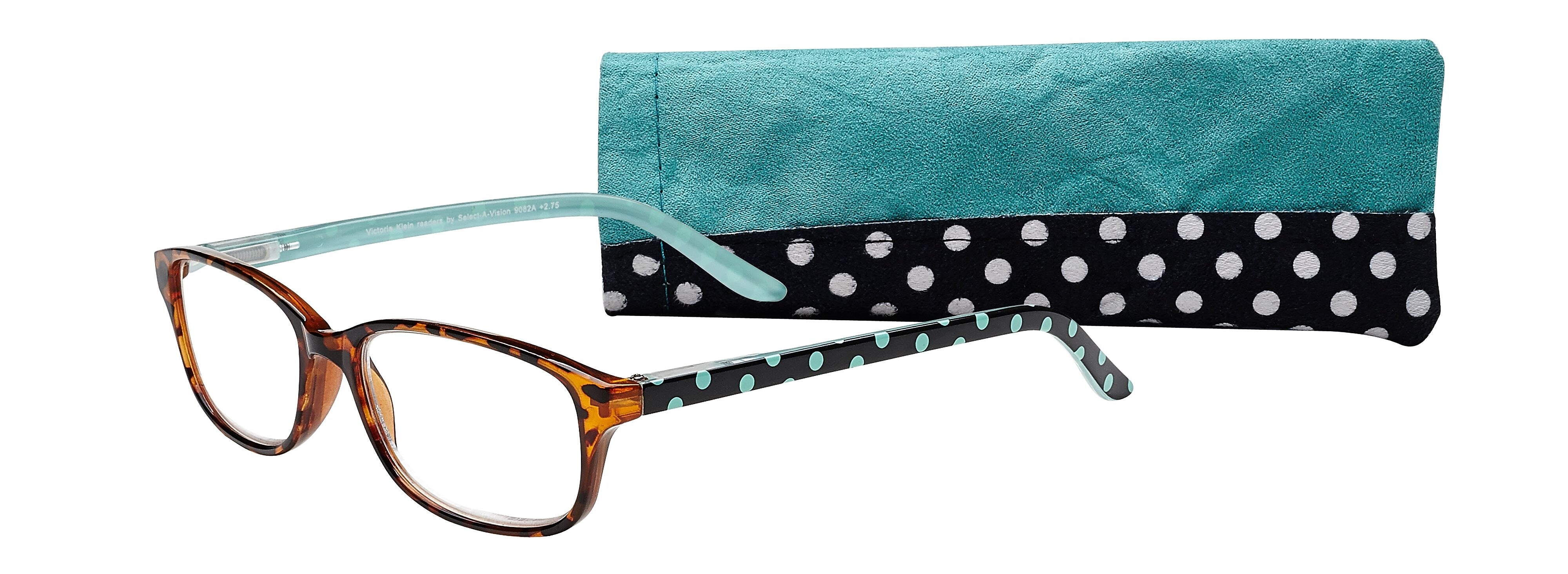 SAV Victoria Klein Ladies High Fashion +2.00 Reading Glasses, Blue Polka Dot (E9082BD-200)