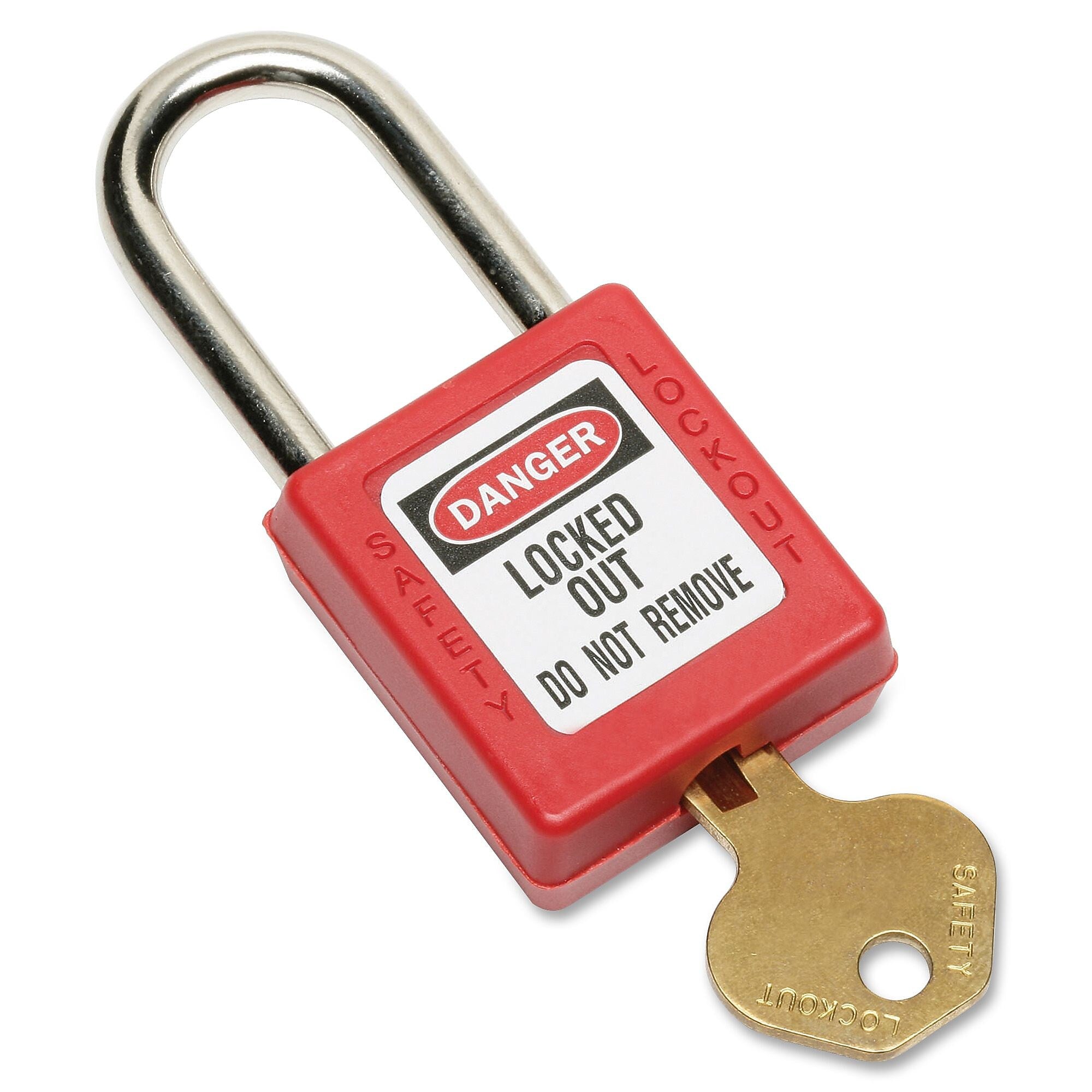 AbilityOne SKILCRAFT Safety Lockout Padlock, Keyed Alike, Thermoplastic Body, Red