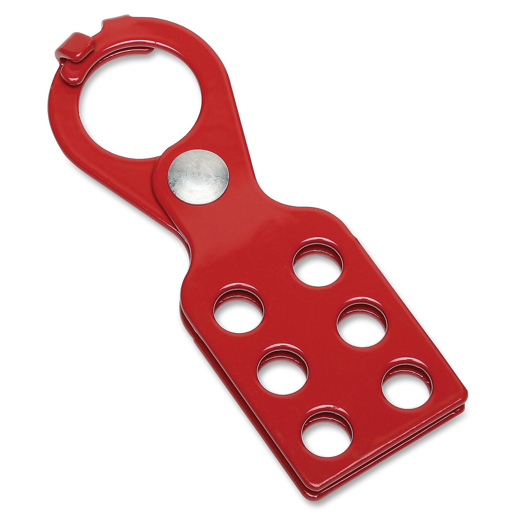 SKILCRAFT Lockout/Tagout Hasp, Heavy Duty, Pry Resistant, Steel, Red