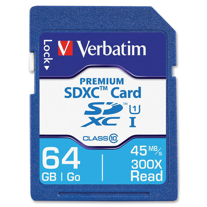Verbatim Premium 64GB SDXC Memory Card, Class 10, UHS-I (44024)