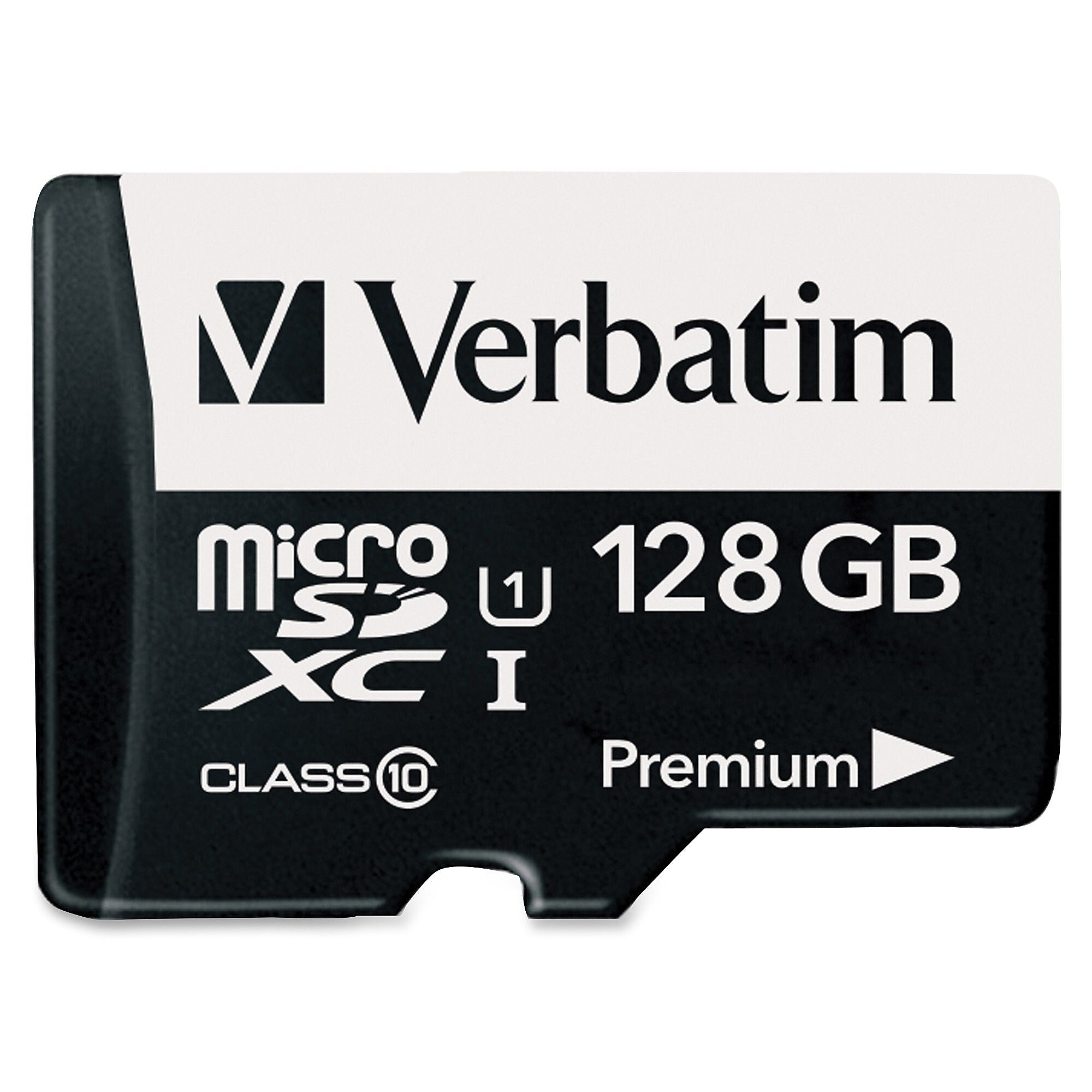 Verbatim 128GB Premium microSDXC Memory Card with Adapter, UHS-I Class 10, TAA Compliant, Class 10/UHS-I, 45 MB/s Read1 Pack