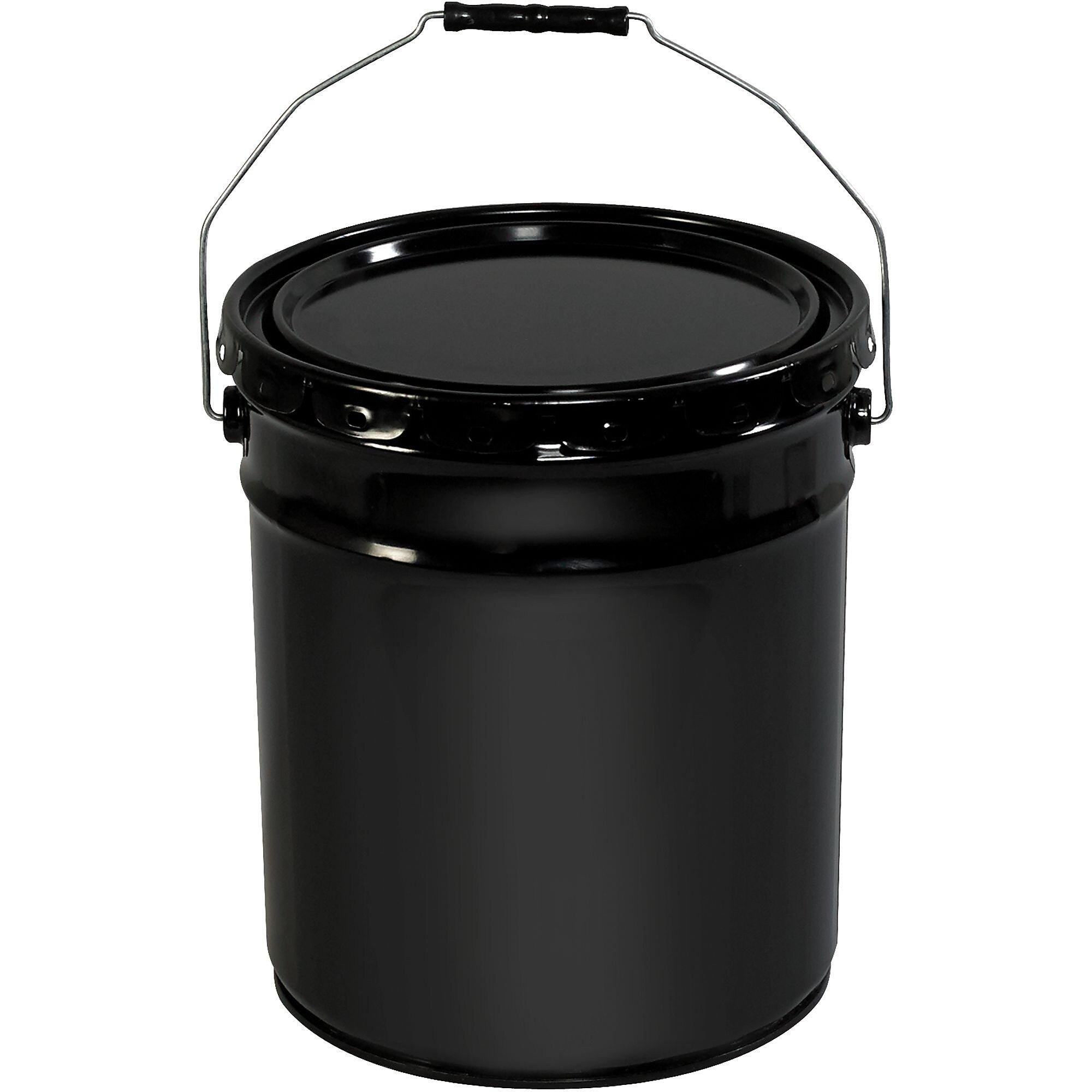Metal Pail, Open Head with Handle, 5 Gallon, Black, 1/Each (HAZ1078)