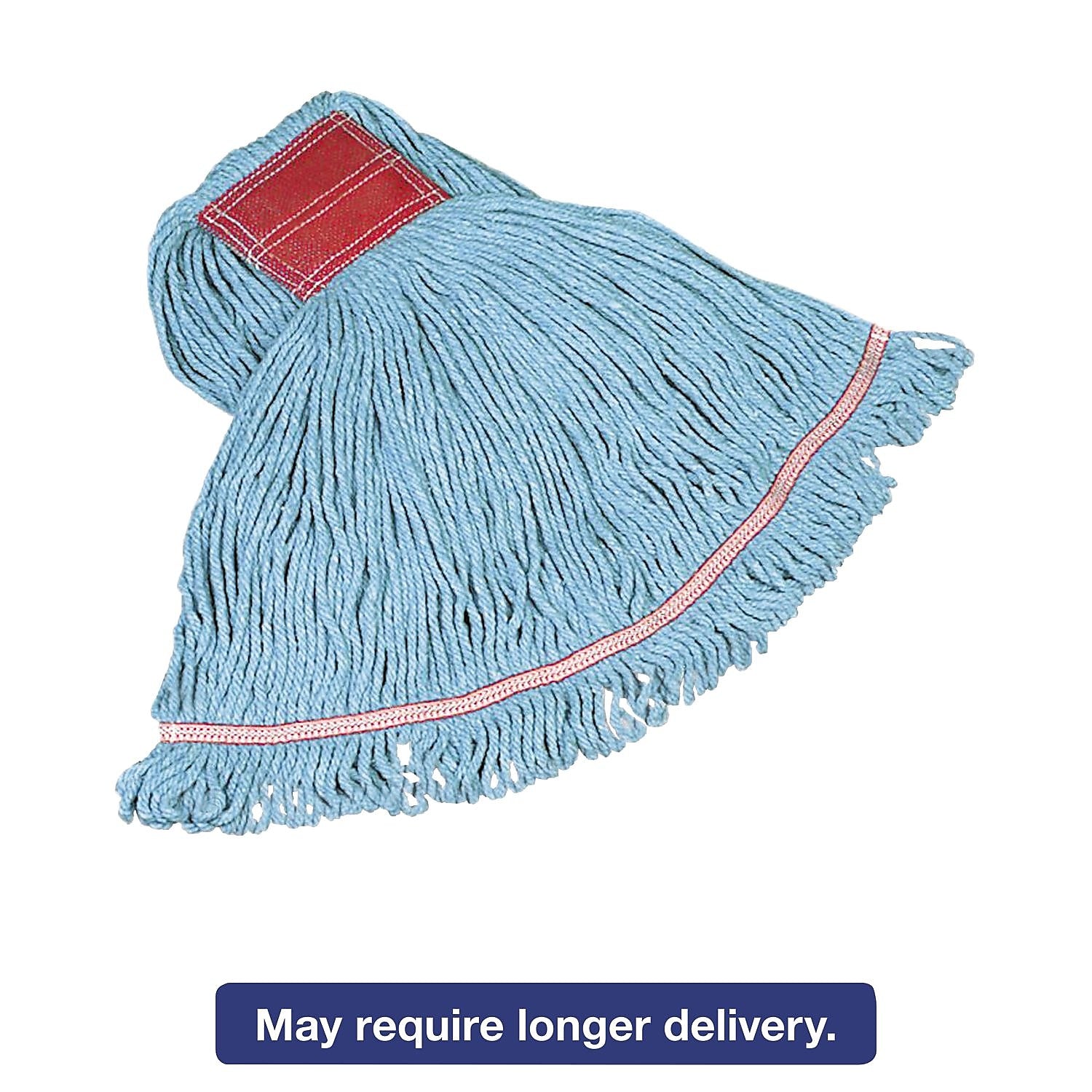 Rubbermaid Commercial Swinger Loop Wet Mop Heads, Cotton/synthetic, Blue, Large, 6/CT