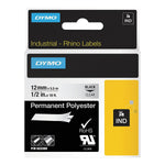 DYMO Permanent Polyester 622289 Printer Label, 1/2"W, Black on Clear