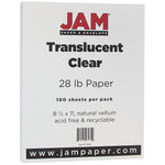 JAM Paper 8.5" x 11" Translucent Clear Vellum Paper, 28 lbs., 70 Brightness, 100 Sheets/Pack (1263)