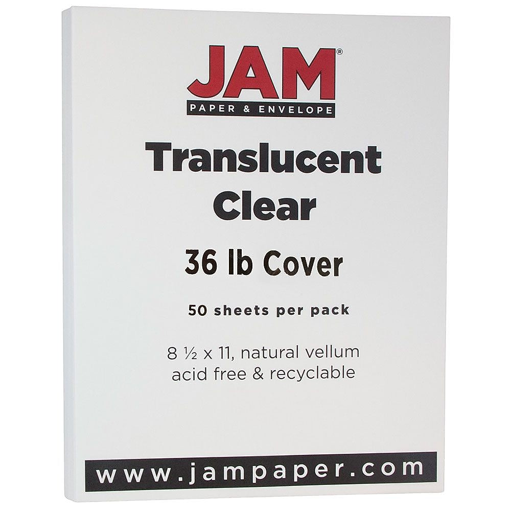 JAM Paper 36 lb. Cardstock Paper, 8.5" x 11", Clear, 50 Sheets/Pack (1566)