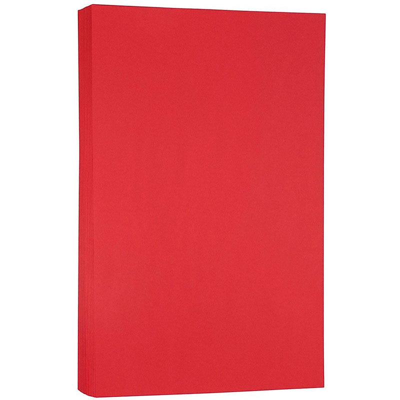 JAM Paper 8.5" x 14" Color Copy Paper, 32 lbs. Red, 500 Sheets/Ream (101337B)