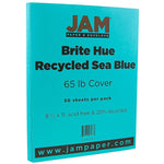 JAM Paper 65 lb. Cardstock Paper, 8.5" x 11", Sea Blue, 50 Sheets/Pack (102677)