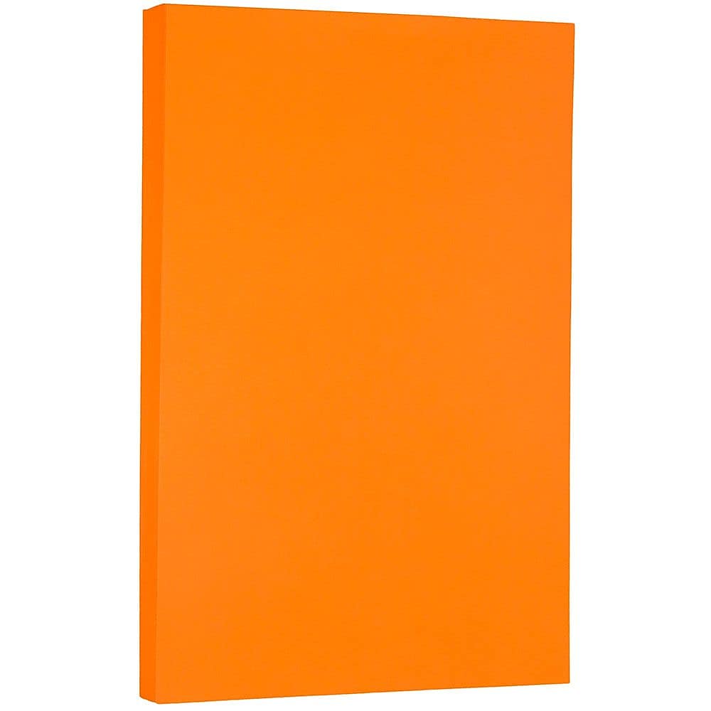 JAM Paper Smooth Colored 8.5" x 14" Color Copy Paper, 32 lbs. Orange, 100 Sheets/Pack (103689)