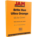 JAM Paper 65 lb. Cardstock Paper, 8.5" x 11", Ultra Orange, 50 Sheets/Pack (151027)