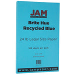 JAM Paper Smooth Colored 8.5" x 14", Copy Paper, 24 lbs., Blue Recycled, 100 Sheets/Pack (151052)