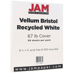 JAM Paper Vellum Bristol 67 lb. Cardstock Paper, 8.5" x 11", White, 50 Sheets/Pack (169834)