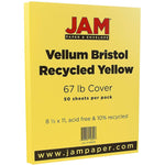JAM Paper Vellum Bristol 67 lb. Cardstock Paper, 8.5" x 11", Yellow, 50 Sheets/Pack (169838)
