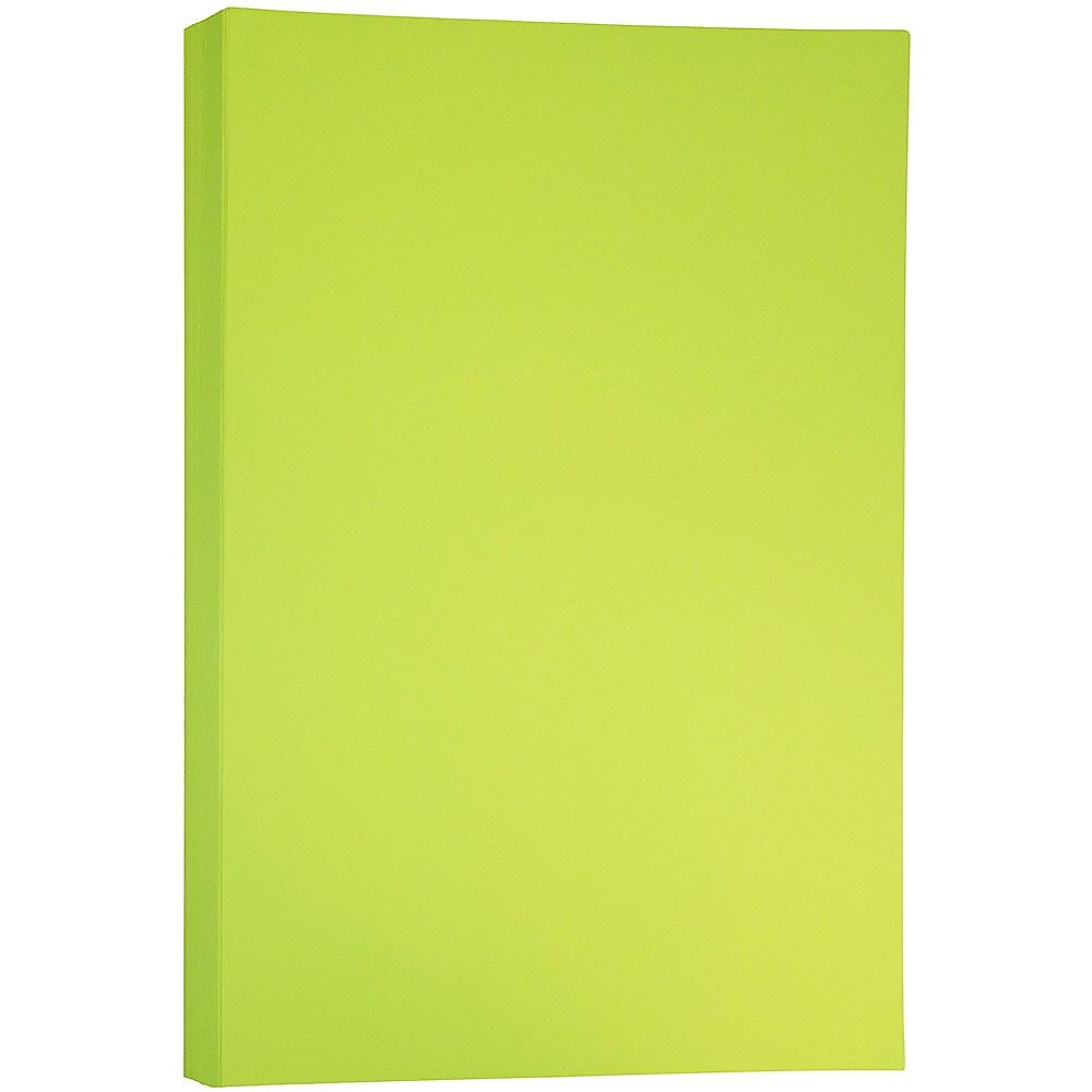 JAM Paper Matte Colored 11" x 17" Copy Paper, 24 lbs., Ultra Lime Green, 100 Sheets/Pack (16728460)