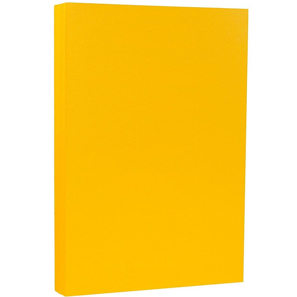 JAM Paper Matte Colored 8.5" x 14" Color Copy Paper, 32 lbs. Sunflower Yellow, 50 Sheets/Pack (16729346)