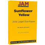 JAM Paper 80 lb. Cardstock Paper, 8.5" x 14", Sunflower Yellow, 50 Sheets/Pack (16729352)