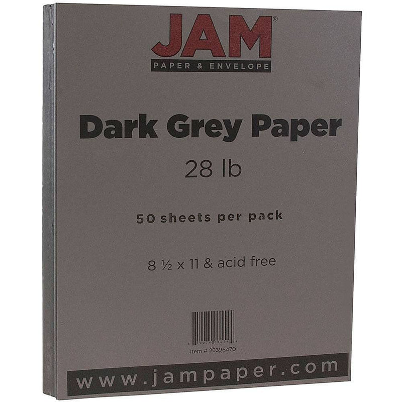 JAM Paper Matte 8.5" x 11" Color Copy Paper, 28 lbs., Dark Gray, 50 Sheets/Pack (26396470)