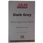 JAM Paper Matte Colored 8.5" x 14" Paper, 28 lbs., Dark Gray, 50 Sheets/Pack (64429530)