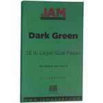 JAM Paper 8.5" x 14" Color Multipurpose Paper, 28 lbs., Dark Green, 50 Sheets/Ream (64429551)