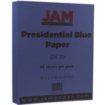 JAM Paper 8.5" x 11" Color Copy Paper, 28 lbs., Presidential Blue, 50 Sheets/Ream (563916924)