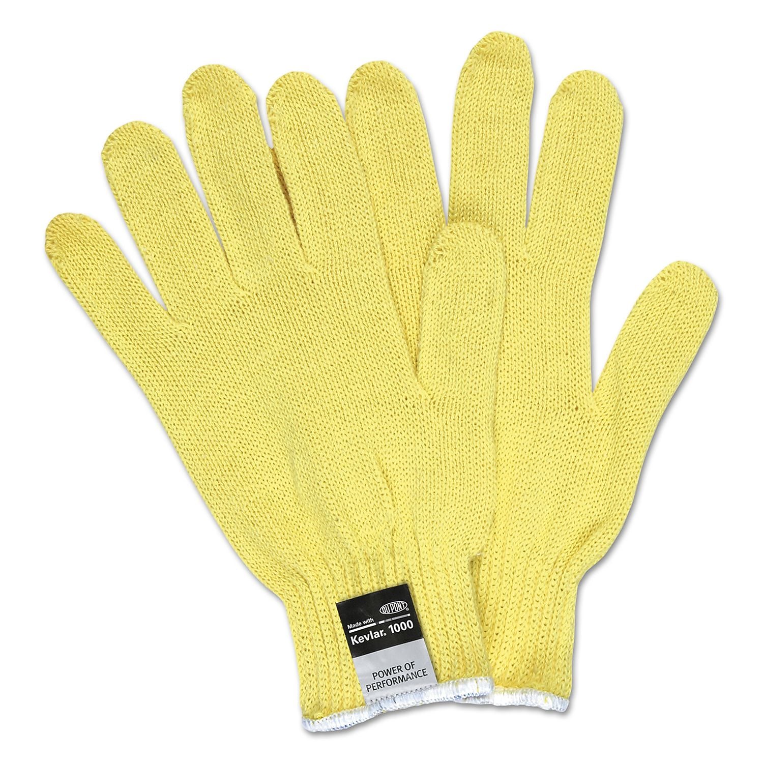 Memphis 9370 Dupont Kevlar String Knit Gloves, 7 Gauge, ANSI Cut Level 2, Yellow, Large, 1 Dozen (127-9370L)
