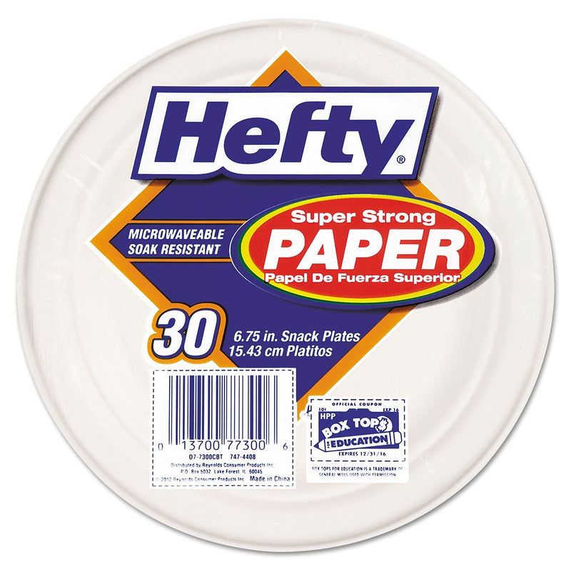 Hefty Super Strong Paper Dinnerware, 6 3/4" Plate, Bagasse, 30/pack, 12 Packs/carton