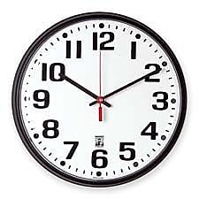 AbilityOne SKILCRAFT Selfset Wall Clock , with Hardware , 12 in. Diameter , BK Body-WH Face (SPRCH41294)