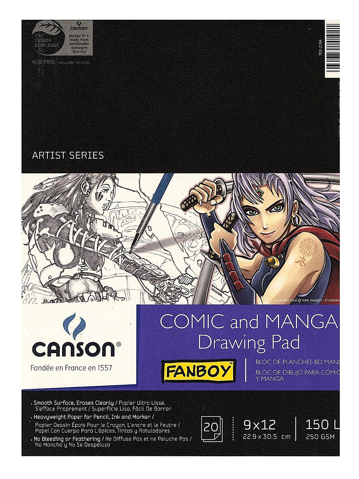 Canson Comic and Manga 9" x 12" Drawing Sketch Pad, 20 Sheets/Pad (22270)