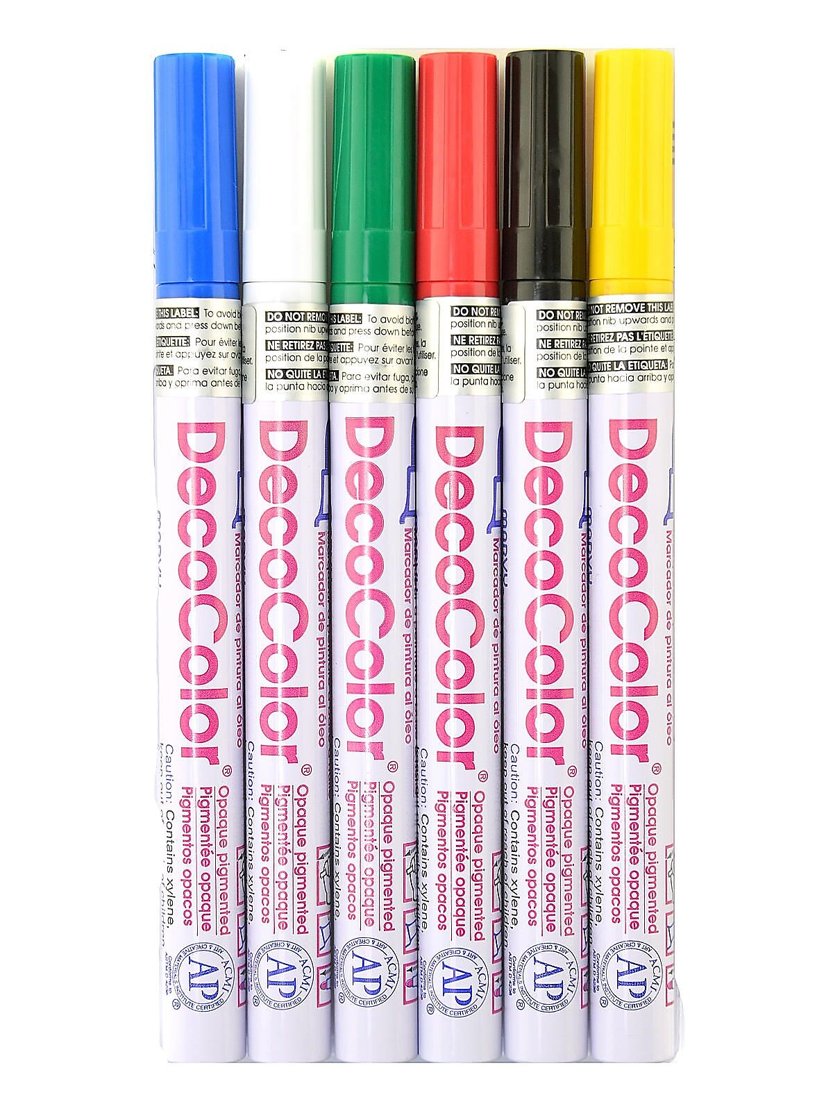 Marvy Uchida DecoColor Paint Markers, Fine Tip, Assorted, 6/Pack (72113)