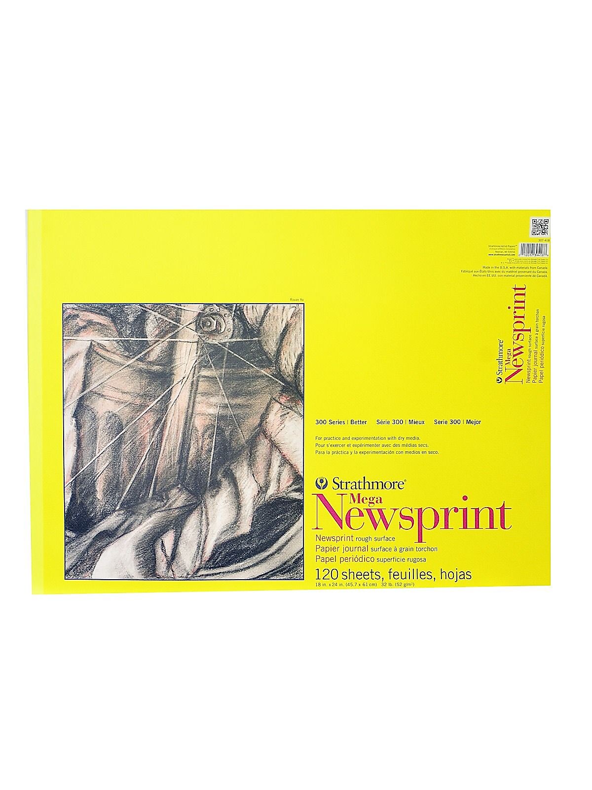Strathmore 300 Series 24" x 18" Tape Bound Newsprint Sketch Pad, 120 Sheets/Pad (STTP3074181)
