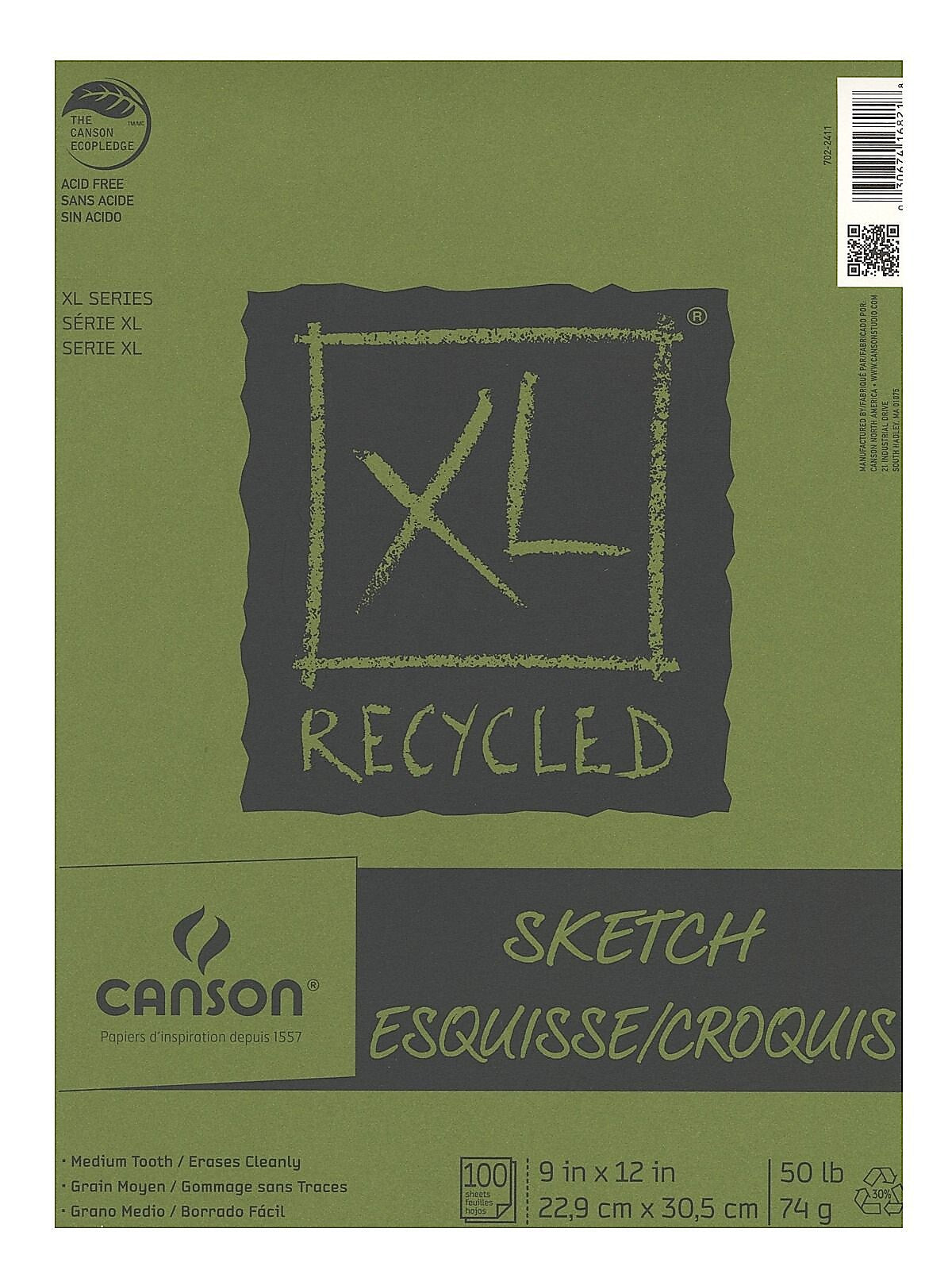 Canson XL Recycled 9" x 12" Hard Bound Sketch Pad, 100 Sheets/Pad, 3/Pack (96471-PK3)