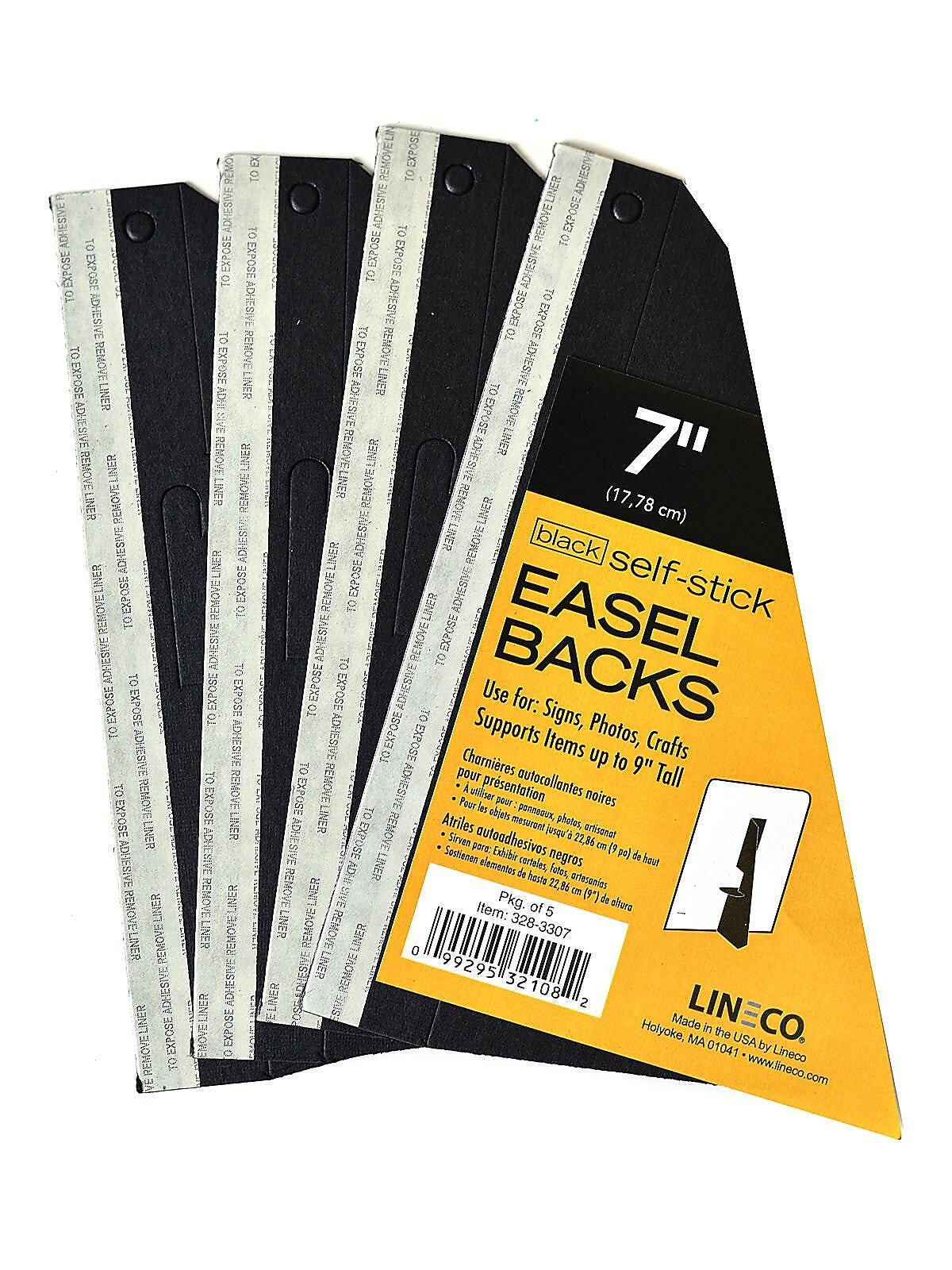 Lineco Self Stick Easel Backs Black 7 In. 5/Pack, 3 Packs per Box (3PK-328-3307)