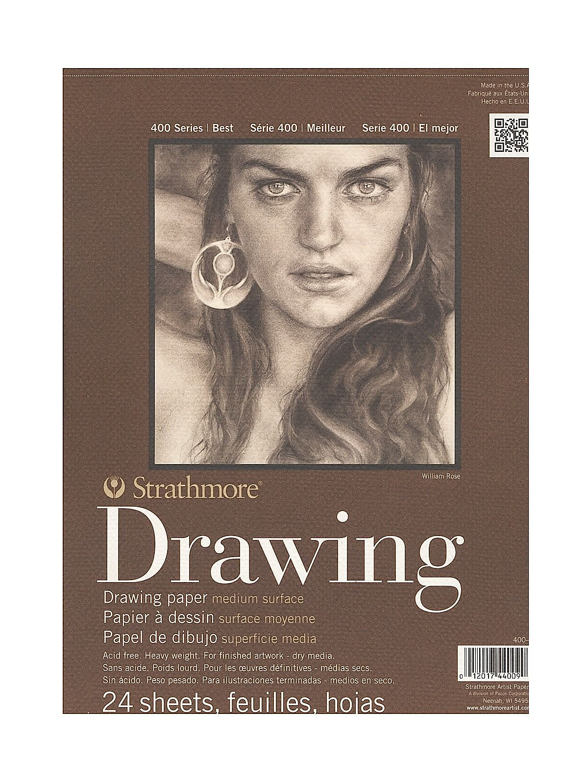 Strathmore 400 Series Drawing Paper Pad 9" x 12", Pack of 4 (4PK-400-4-1)