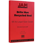JAM Paper 65 lb. Cardstock Paper, 8.5" x 14", Brite Hue Red, 50 Sheets/Pack (16730927)