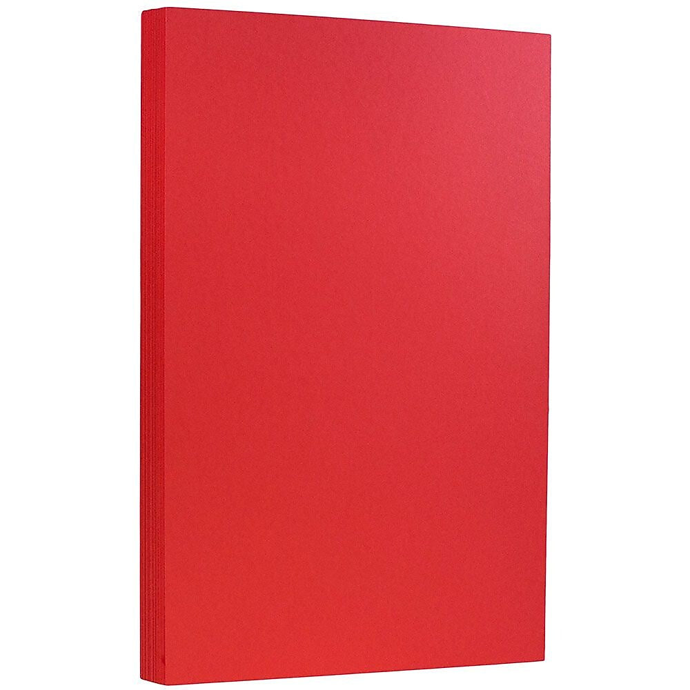 JAM Paper 65 lb. Cardstock Paper, 8.5" x 14", Brite Hue Red, 50 Sheets/Pack (16730927)