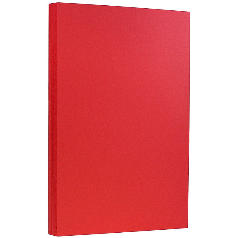 JAM Paper 65 lb. Cardstock Paper, 8.5" x 14", Brite Hue Red, 50 Sheets/Pack (16730927)