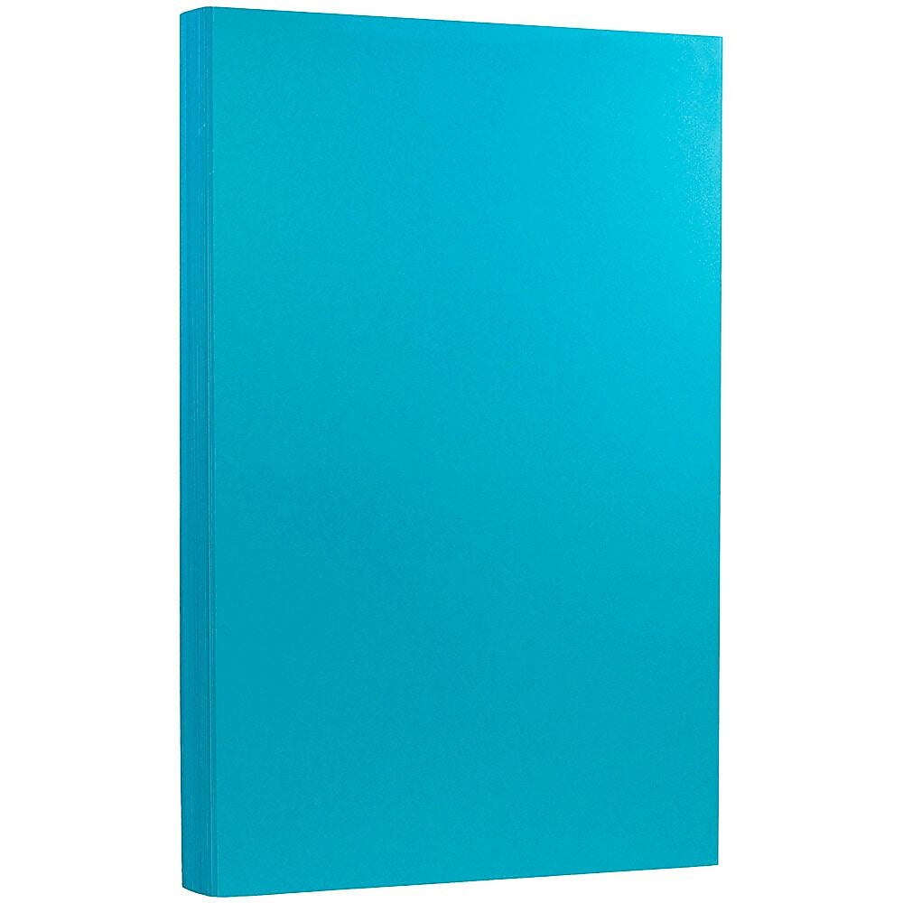JAM Paper 65 lb. Cardstock Paper, 8.5" x 14", Brite Hue Blue, 50 Sheets/Pack (16730932)